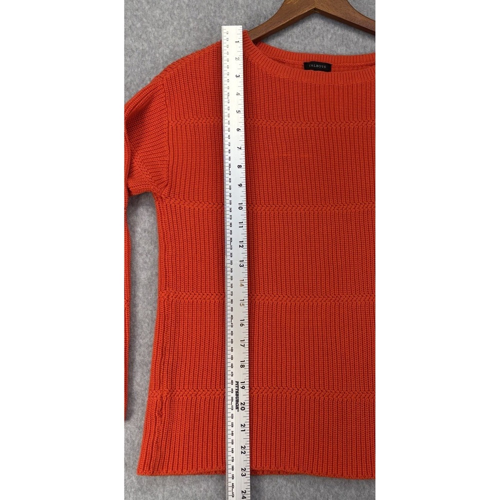 Talbots Orange Textured Knit Sweater S Pima Cotton Boxy Casual Spring Timeless - Picture 7 of 8
